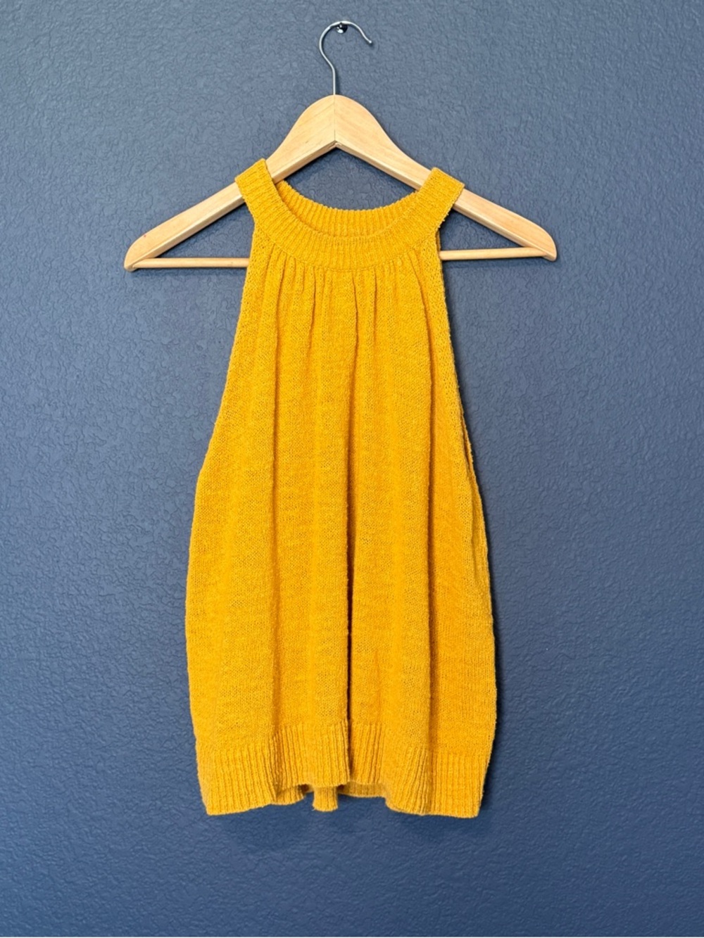Madewell Sleeveless Knit Halter Top in Mustard Yellow
